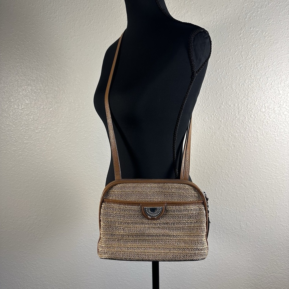 Brighton Brown Wheat Jojo Straw Domed Adjustable Crossbody Bag Organizer Travel